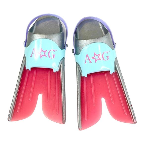 American Girl Sand & Surf SWIM FINS 18" Doll Flippers Pink Blue Gray Retired AG - Picture 5 of 5